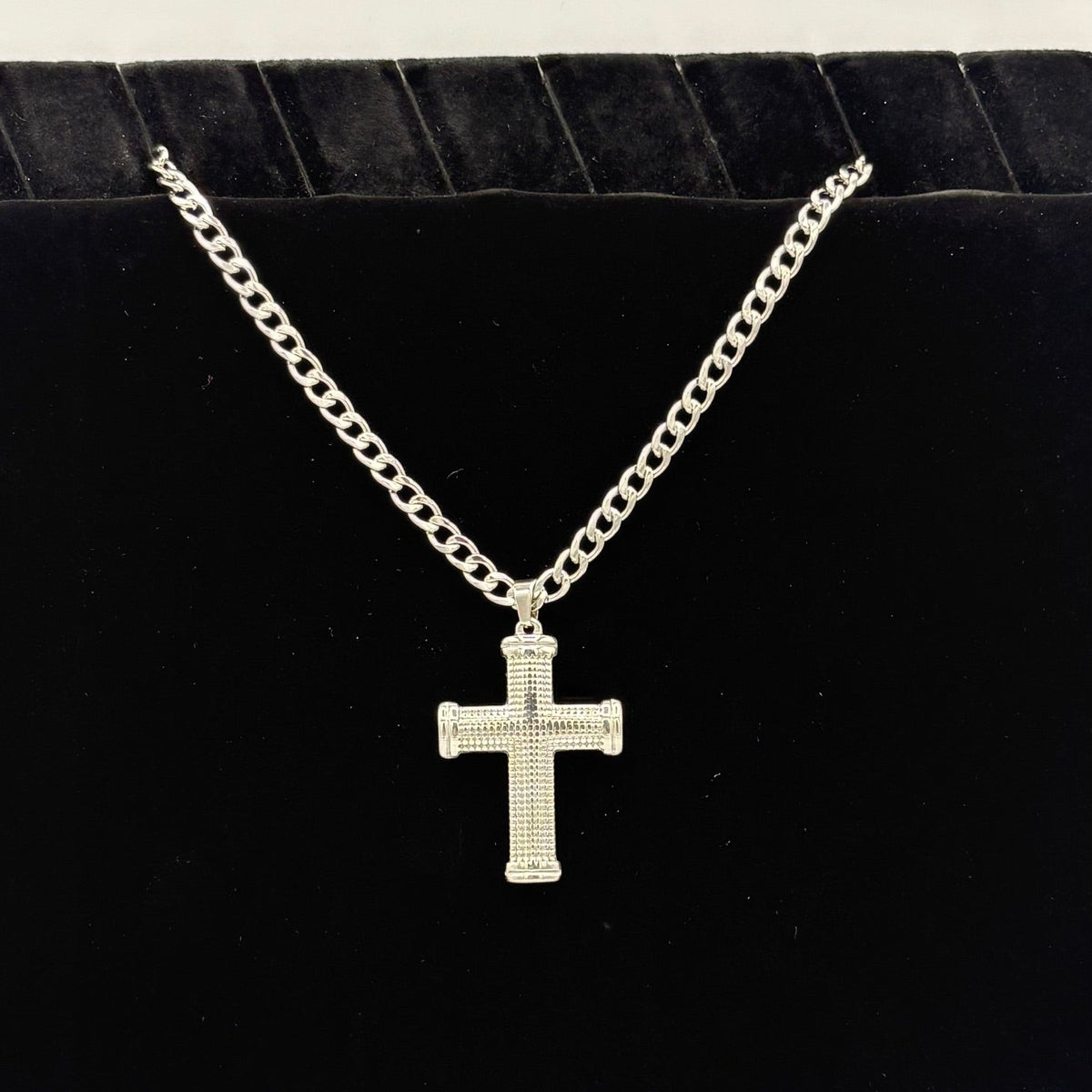 King Size Cross 24" Stainless Steel Necklace