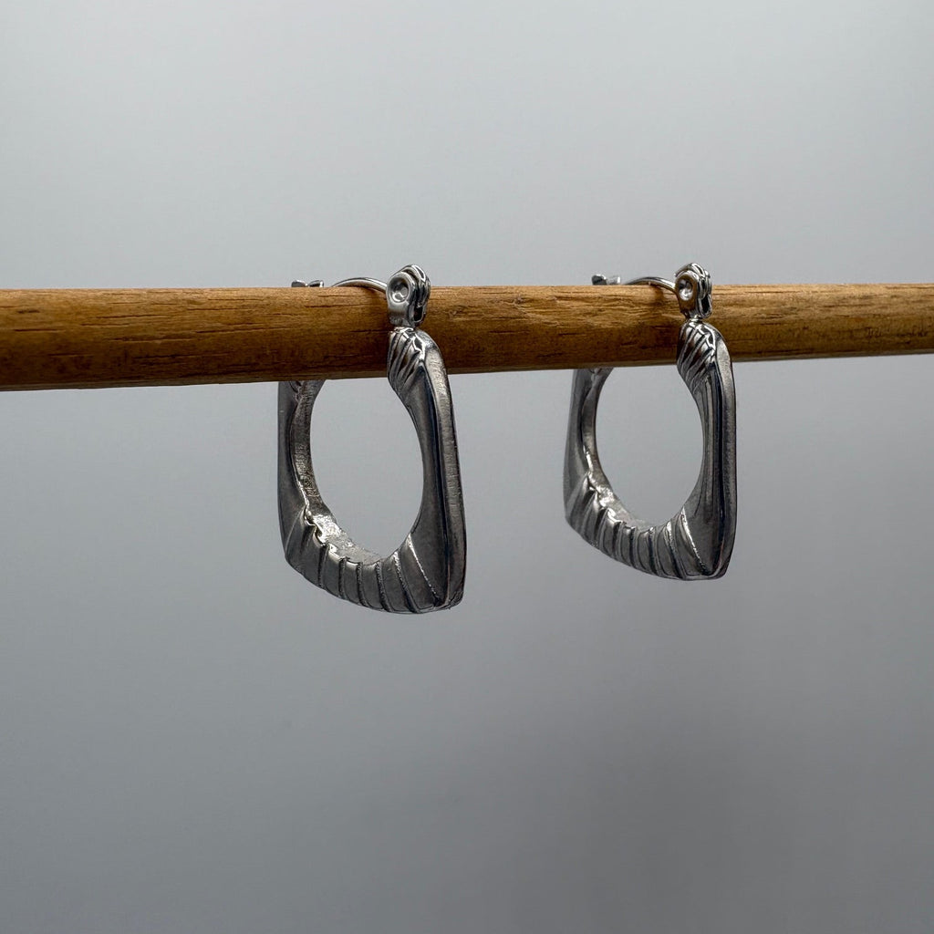 Basket Hoop Stainless Steel Earrings