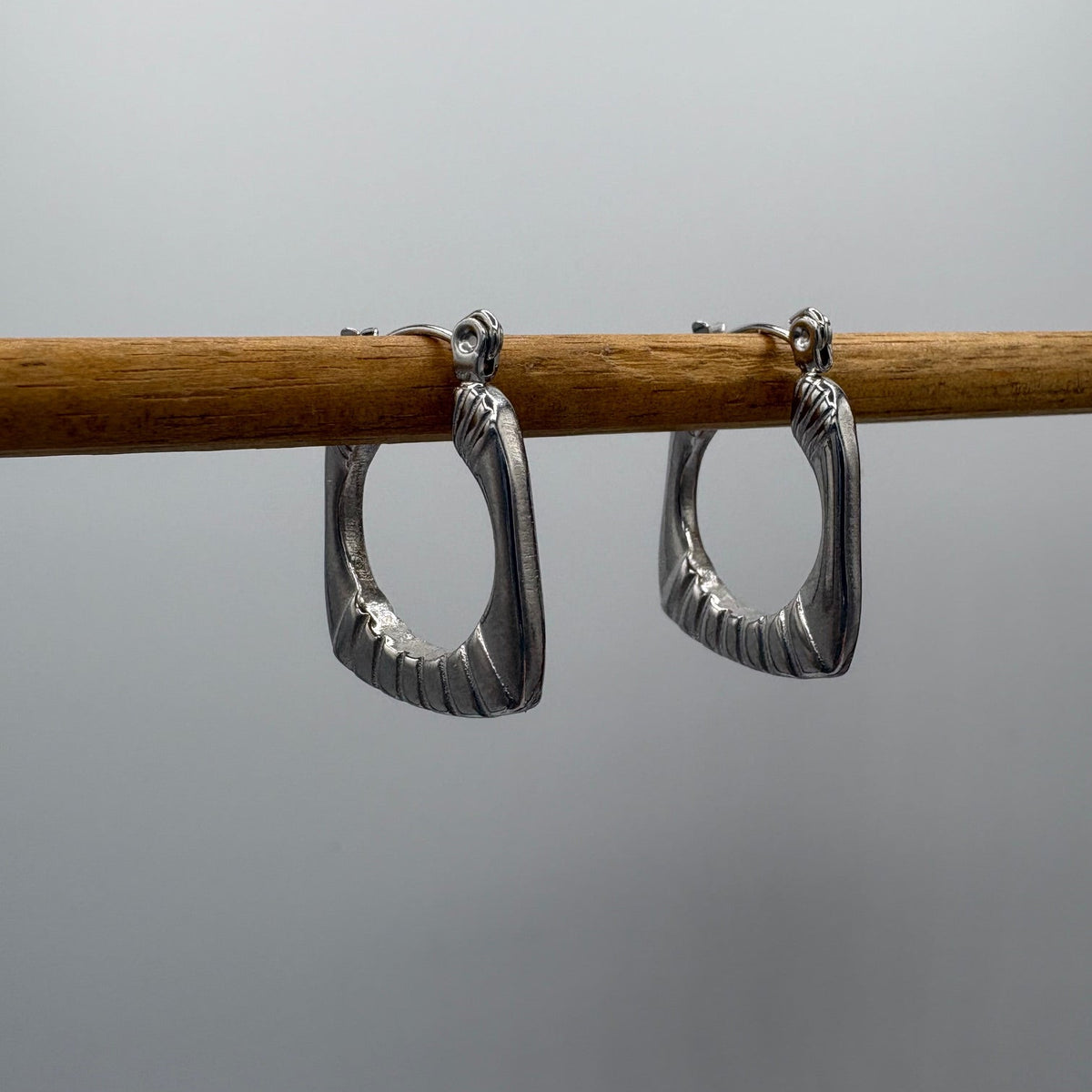 Basket Hoop Stainless Steel Earrings