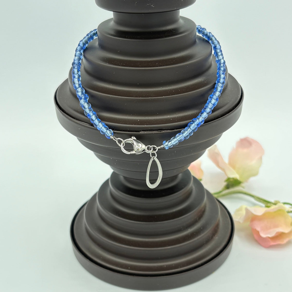 Royal Charm 10" Beaded Stainless Steel Anklet