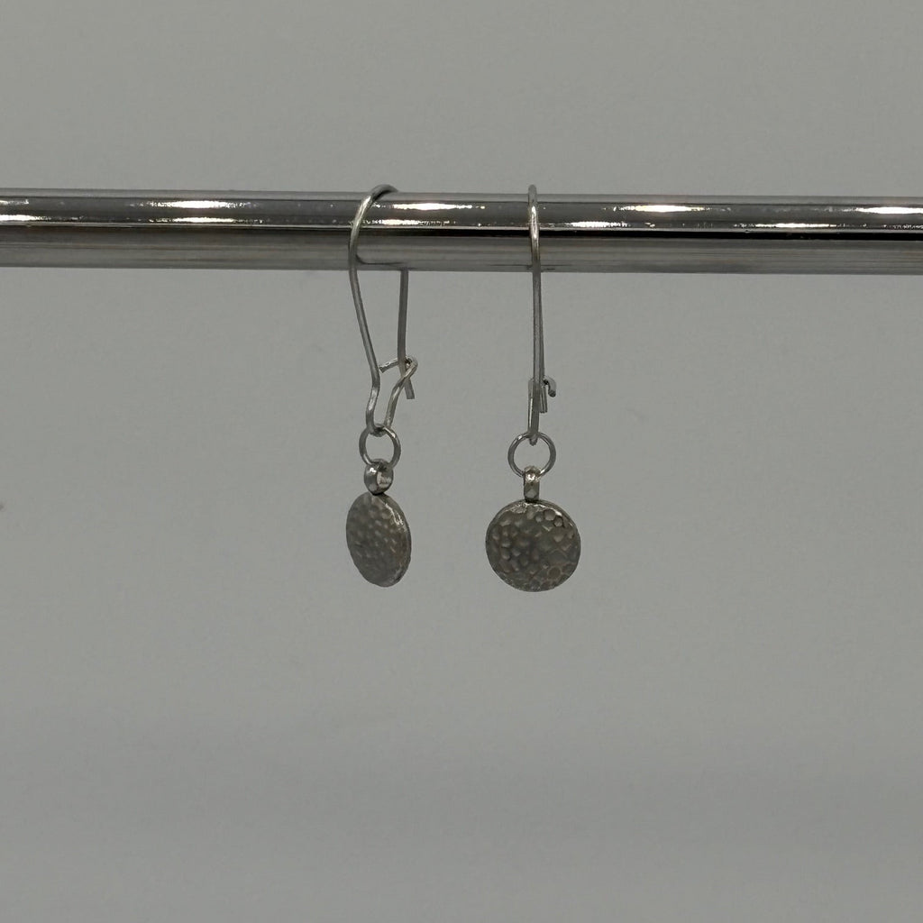 Hammered Silver Coin Stainless Steel Earrings