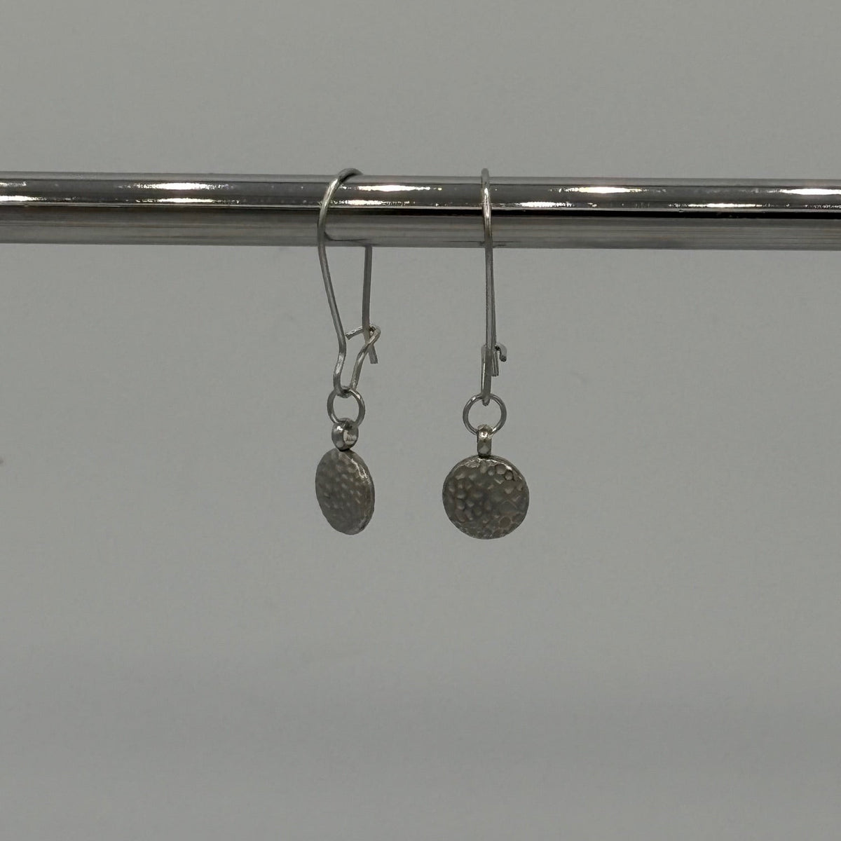 Hammered Silver Coin Stainless Steel Earrings