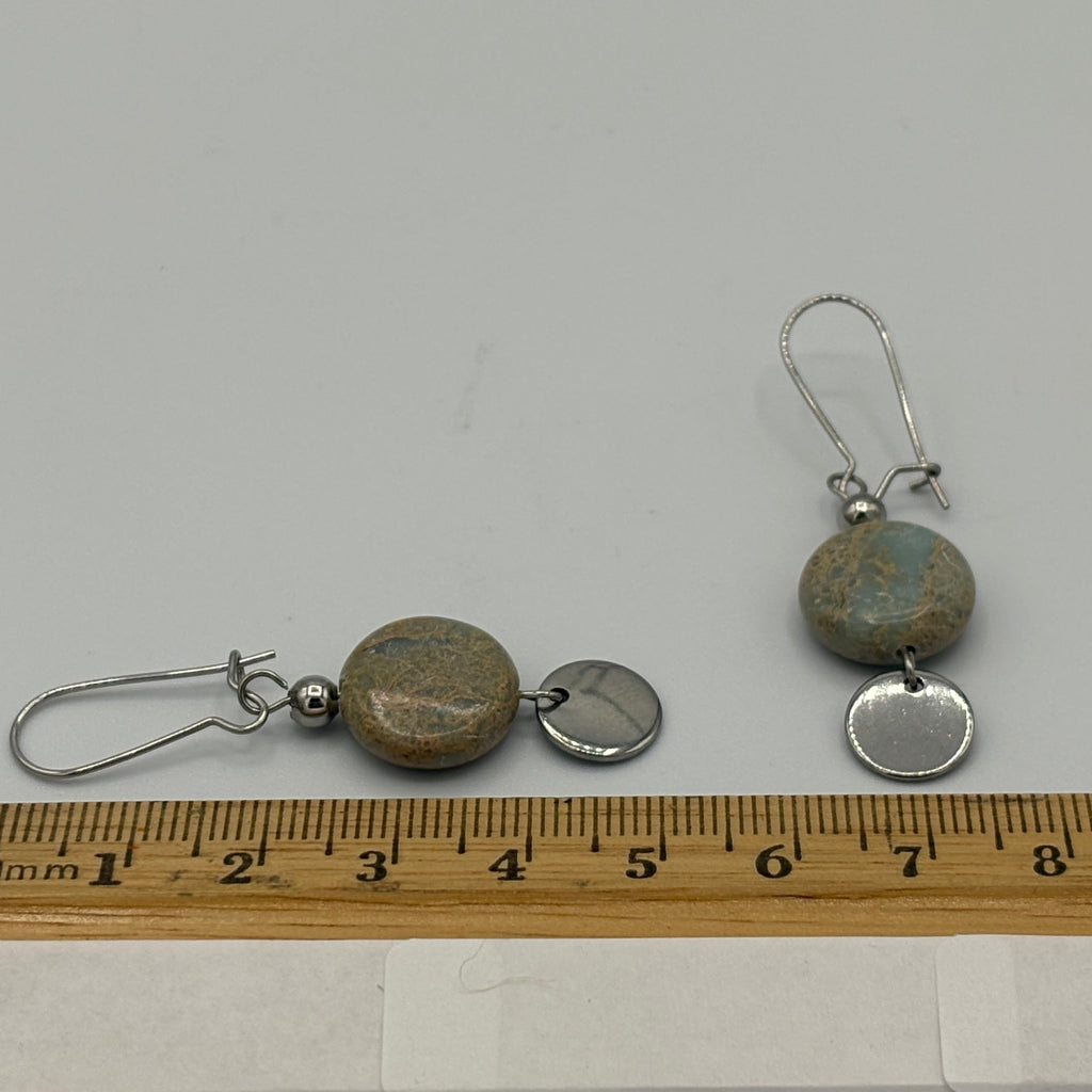 Silver and Marble Stainless Steel Earrings