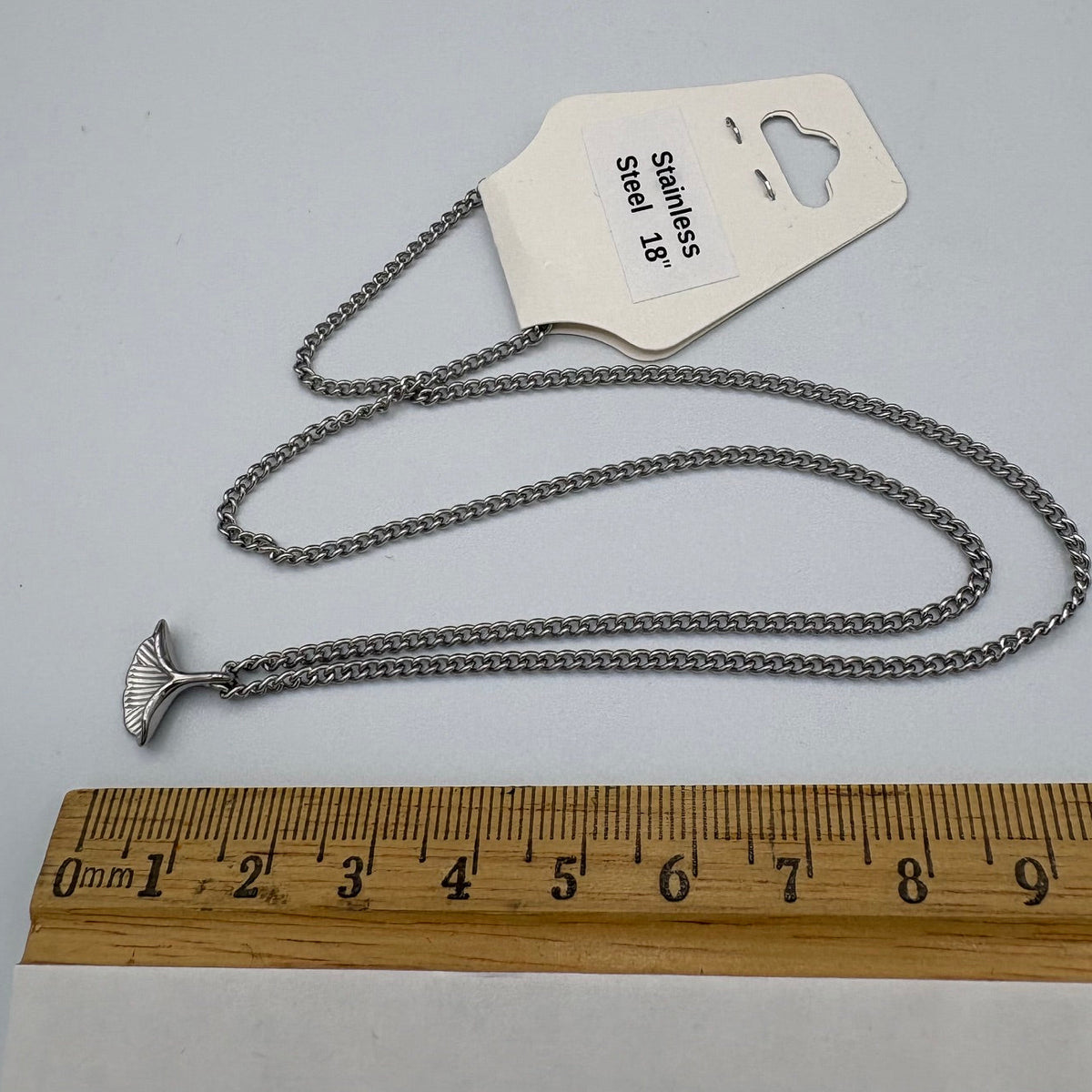 Fan Leaf 18"  Stainless Steel Necklace