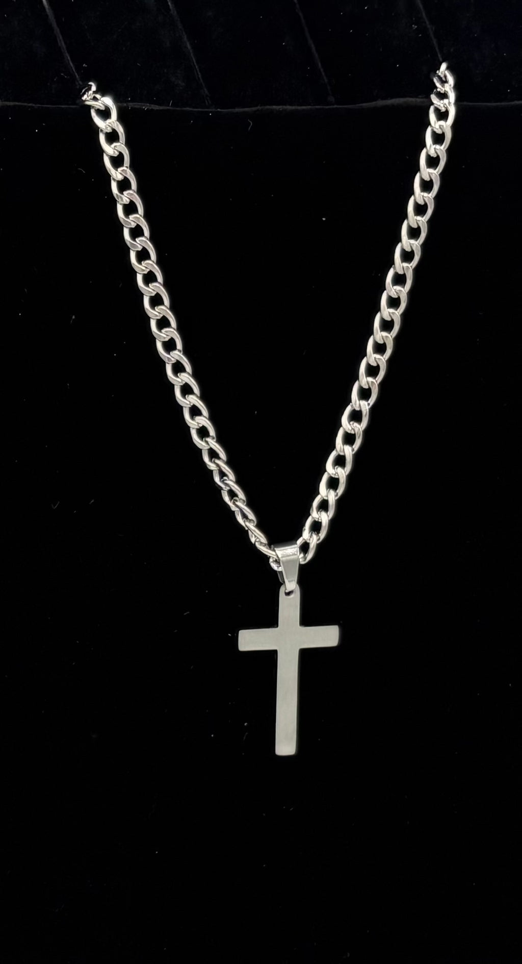 Double Edged Cross 24" Stainless Steel Necklace
