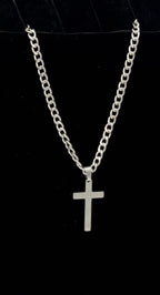 Double Edged Cross 24" Stainless Steel Necklace