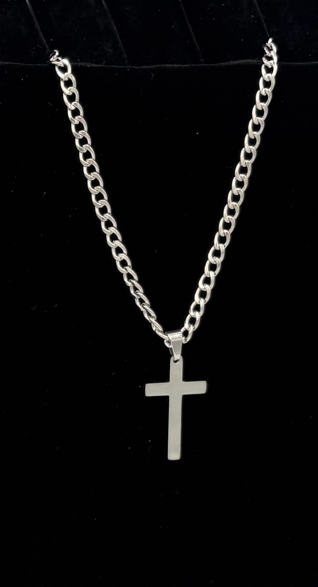 Double Edged Cross 24" Stainless Steel Necklace