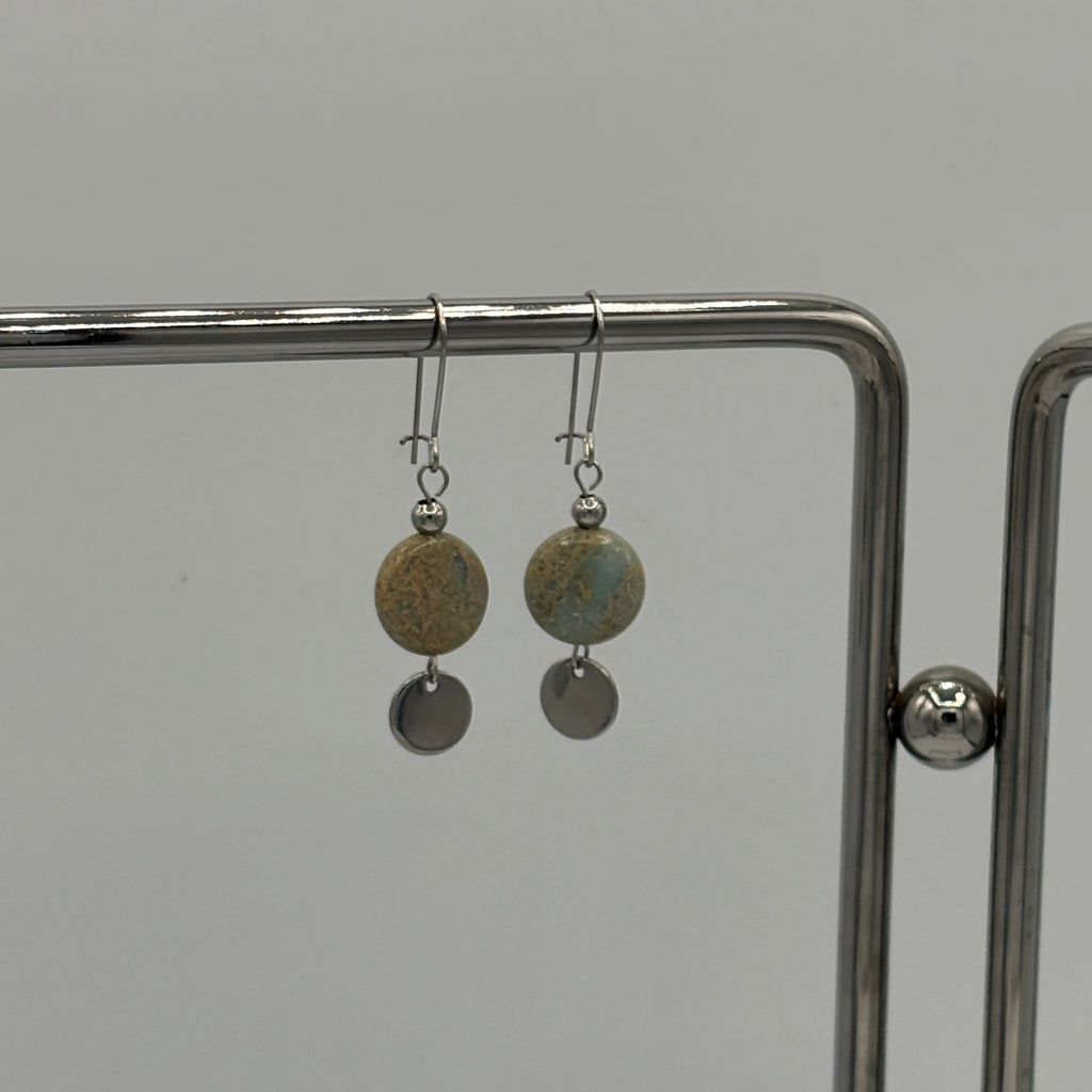 Silver and Marble Stainless Steel Earrings