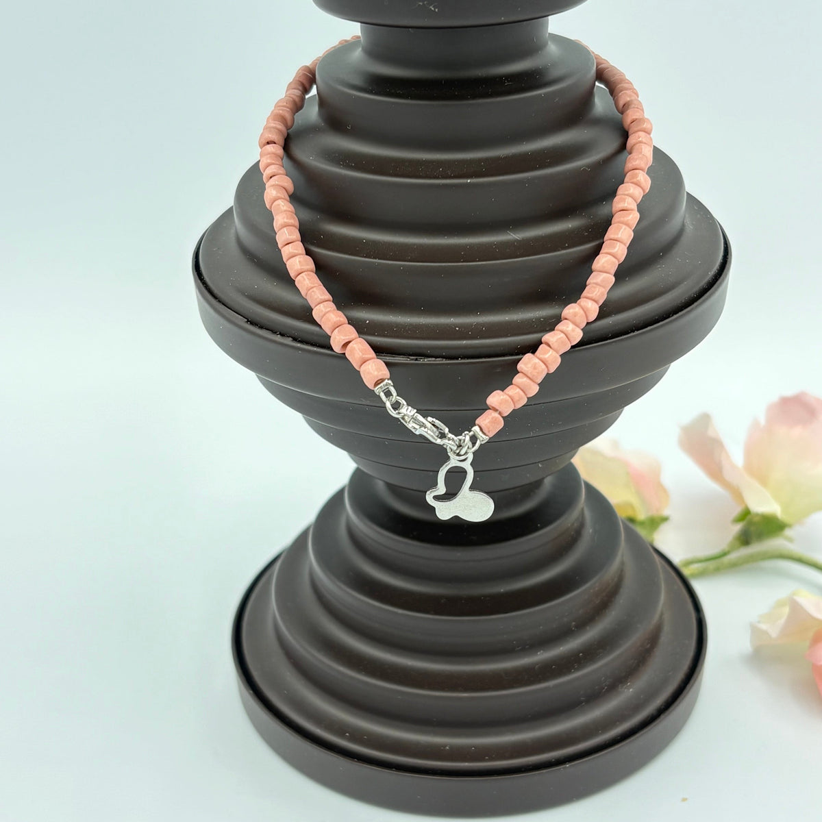 Terracotta Butterfly 10" Beaded Stainless Steel Anklet