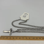 Dual Sided Cross w Curb Chain 24" Stainless Steel Necklace
