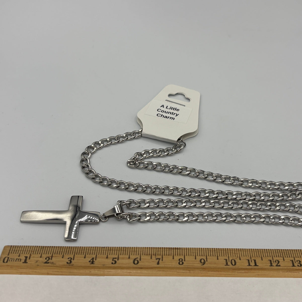 Dual Sided Cross w Curb Chain 24" Stainless Steel Necklace