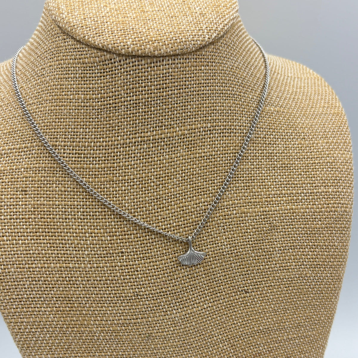 Fan Leaf 18"  Stainless Steel Necklace