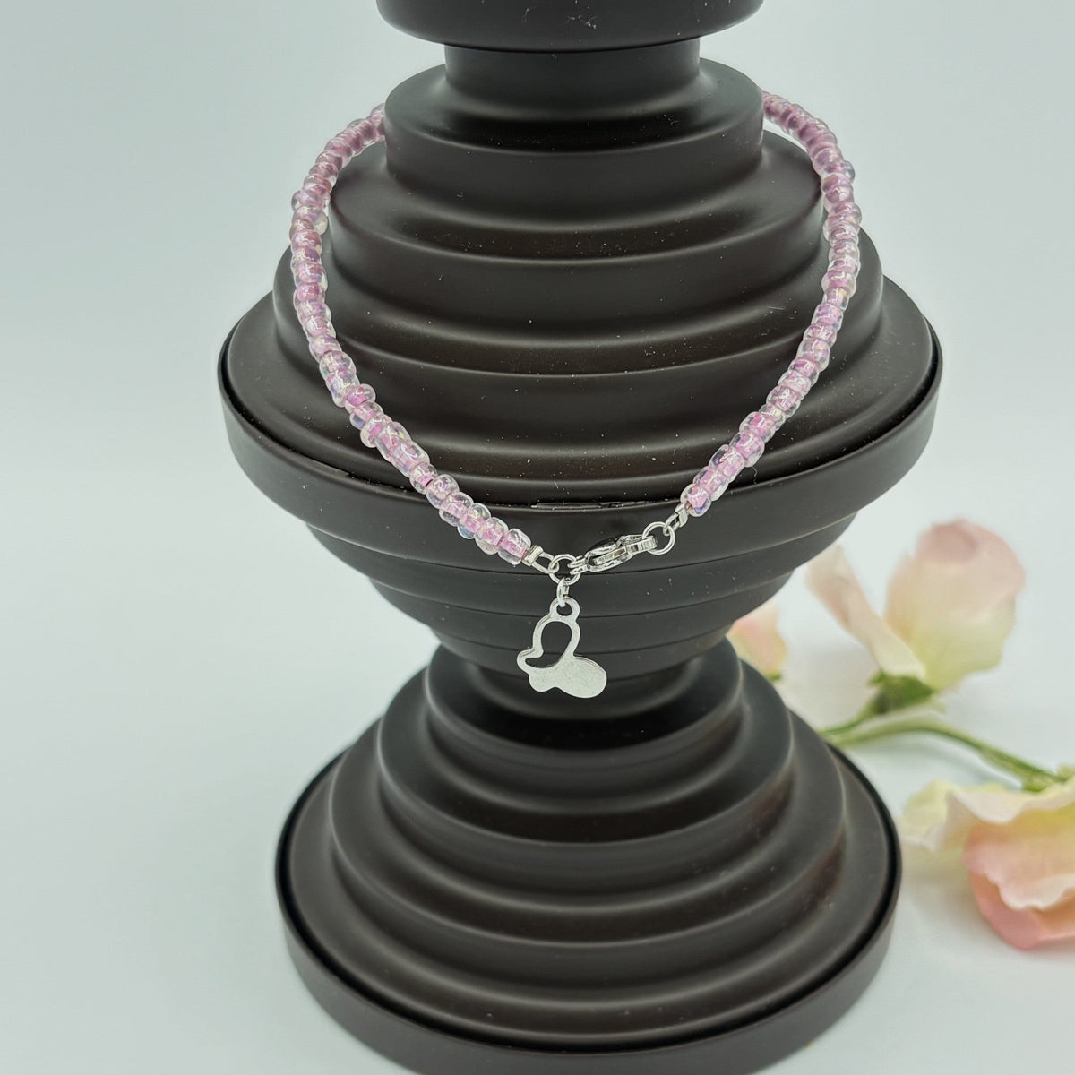 Crystal Shell 10" Beaded Stainless Steel Anklet