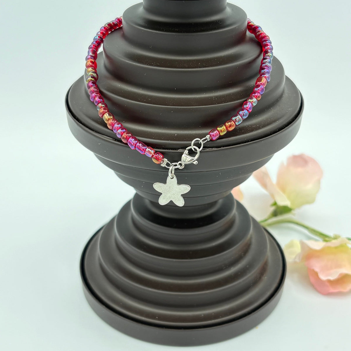 Star Fish 10" Beaded Stainless Steel Anklet