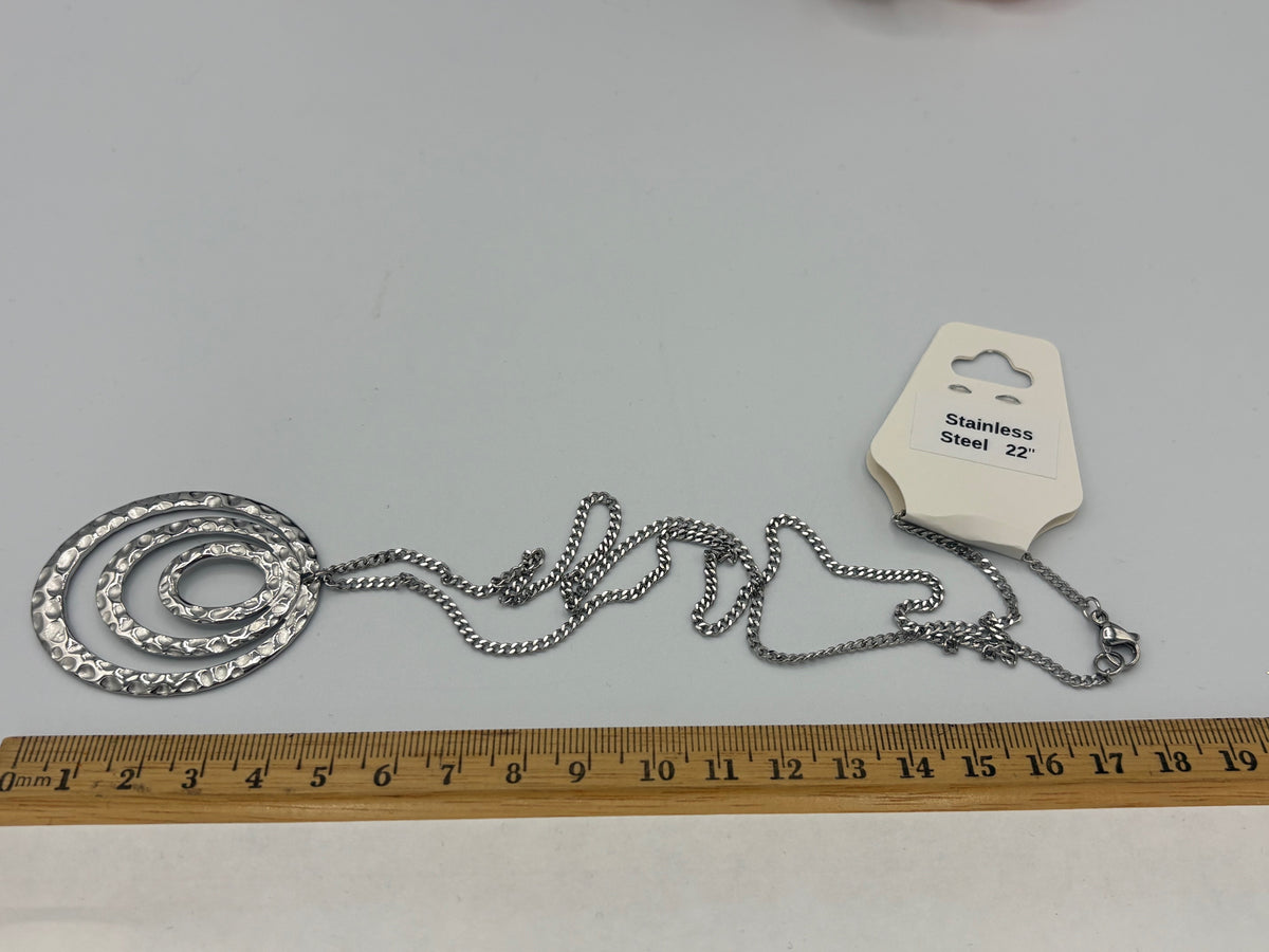 Hammered Rings 22" Stainless Steel Necklace