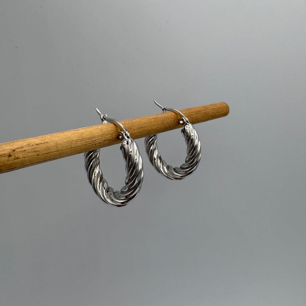Rope Hoop Stainless Steel Earrings