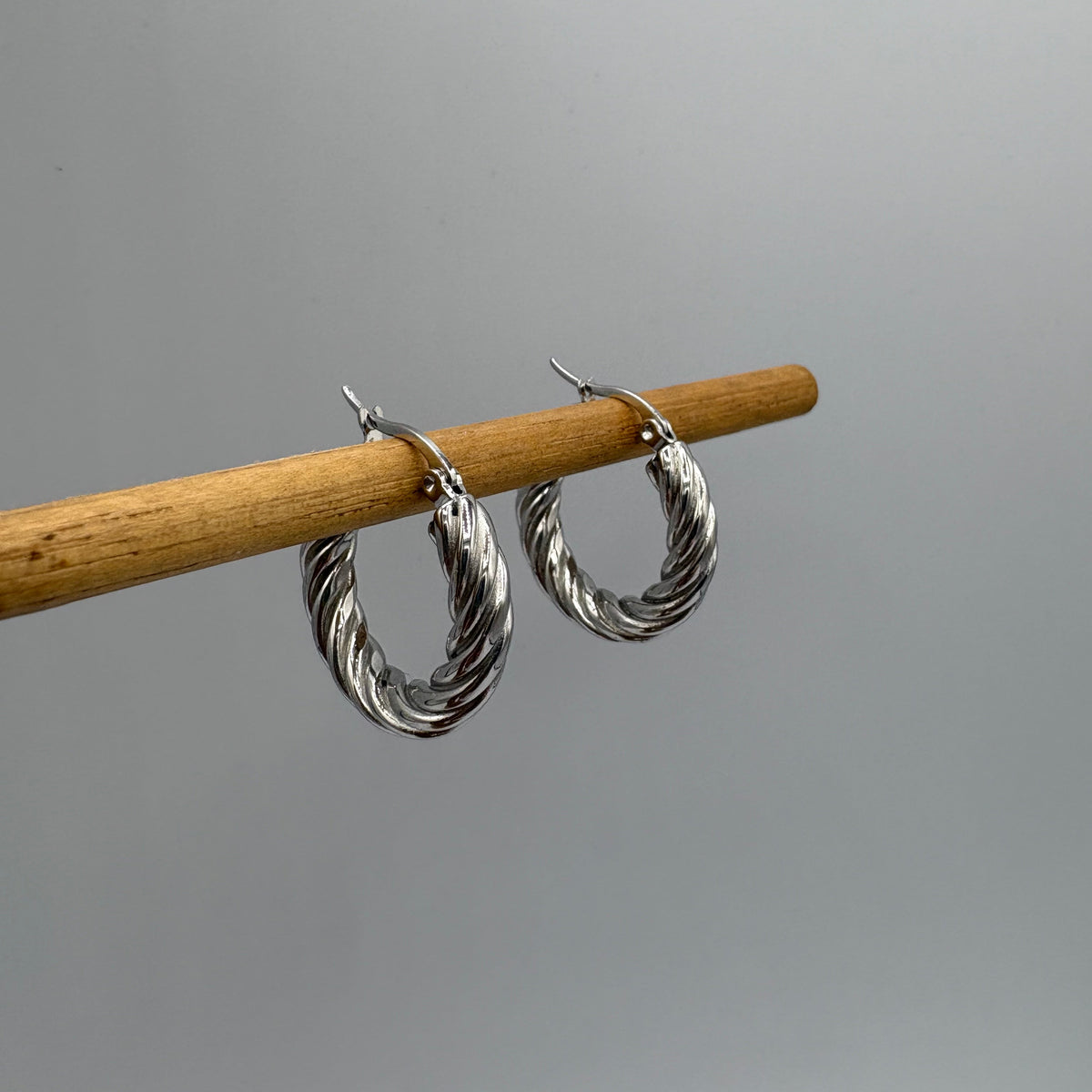 Rope Hoop Stainless Steel Earrings