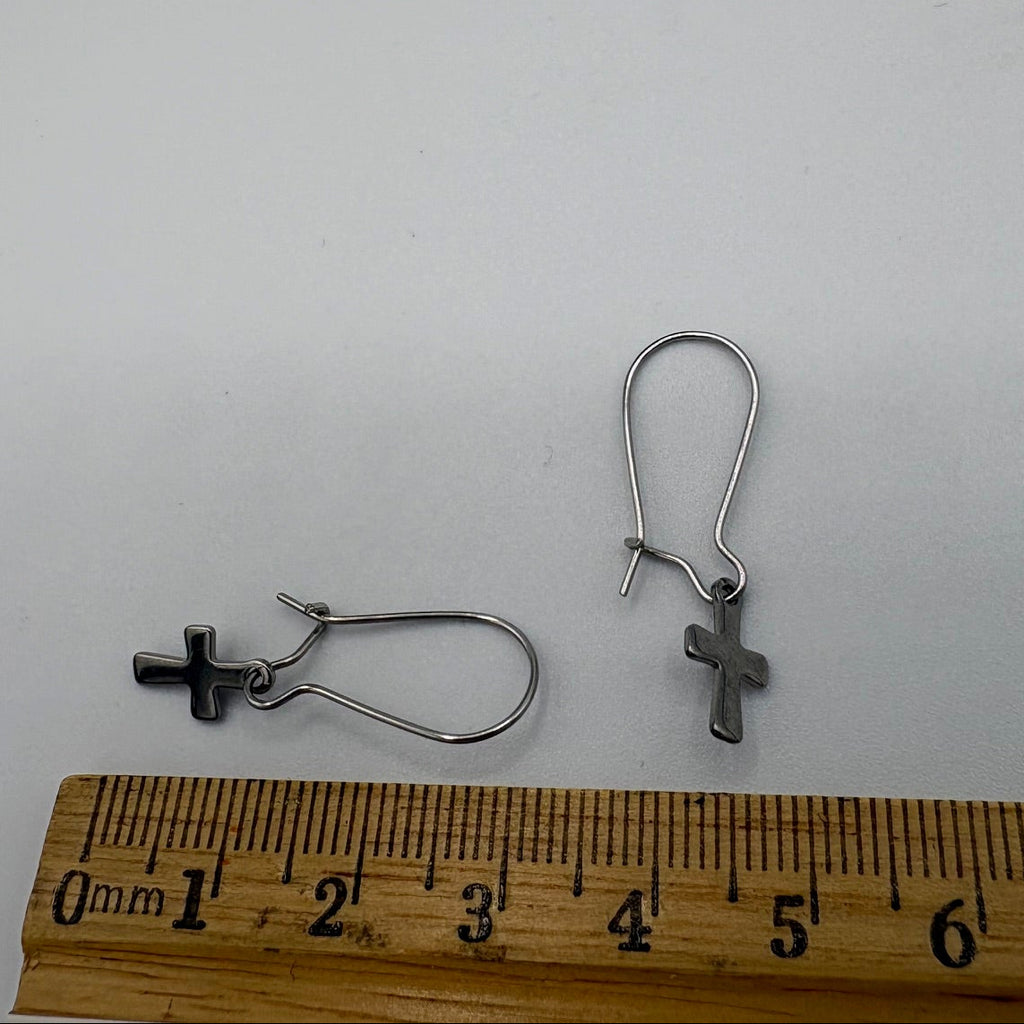 Tiny Cross Stainless Steel Earrings