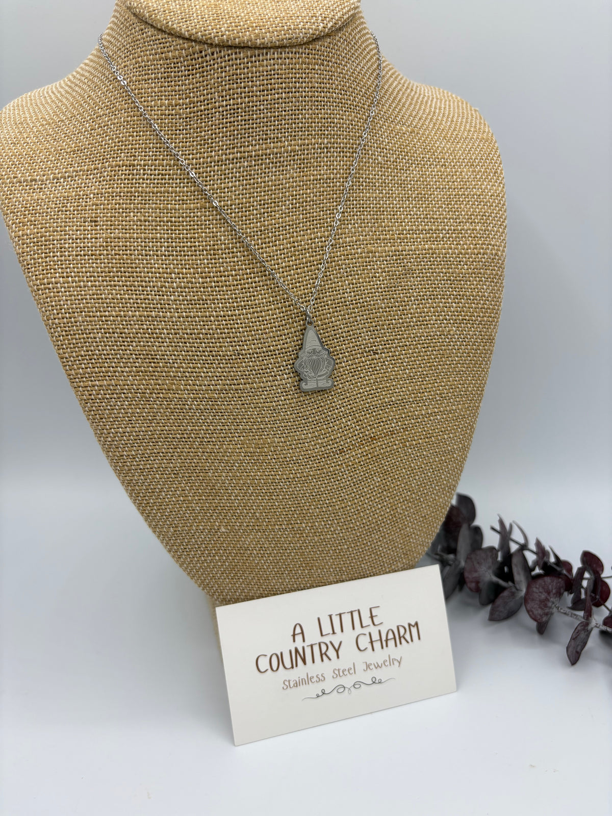 Silver Gnome 18" Stainless Steel Necklace