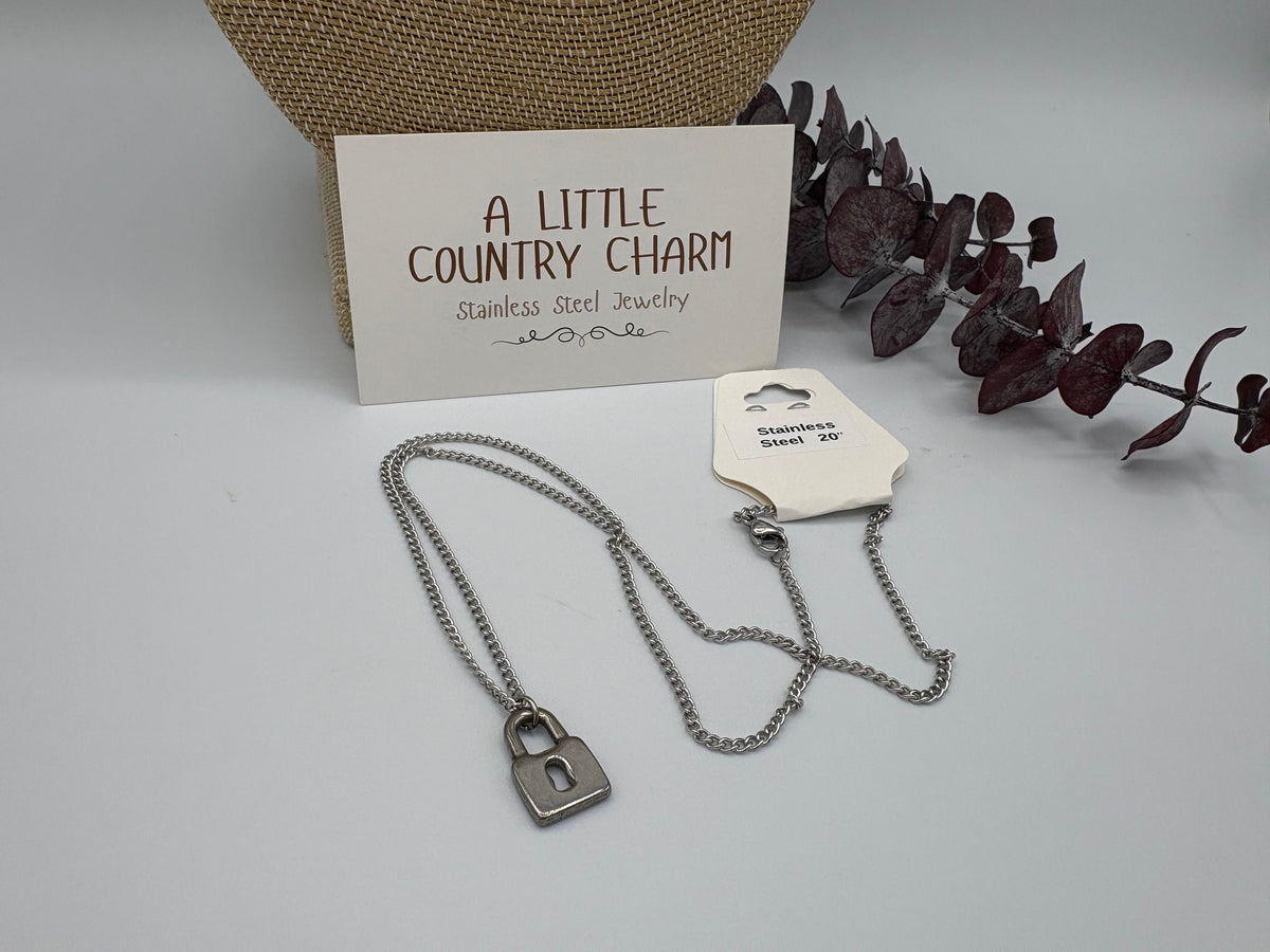 Silver Lock 20" Stainless Steel Necklace