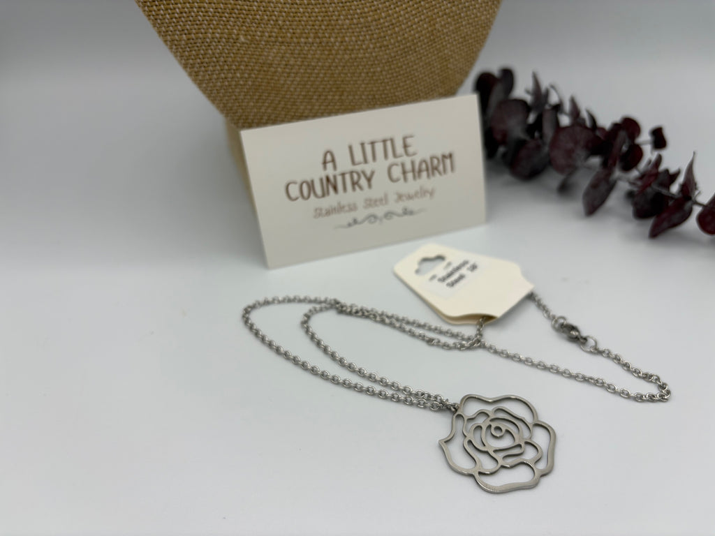 Charming Rose " Stainless Steel Necklace