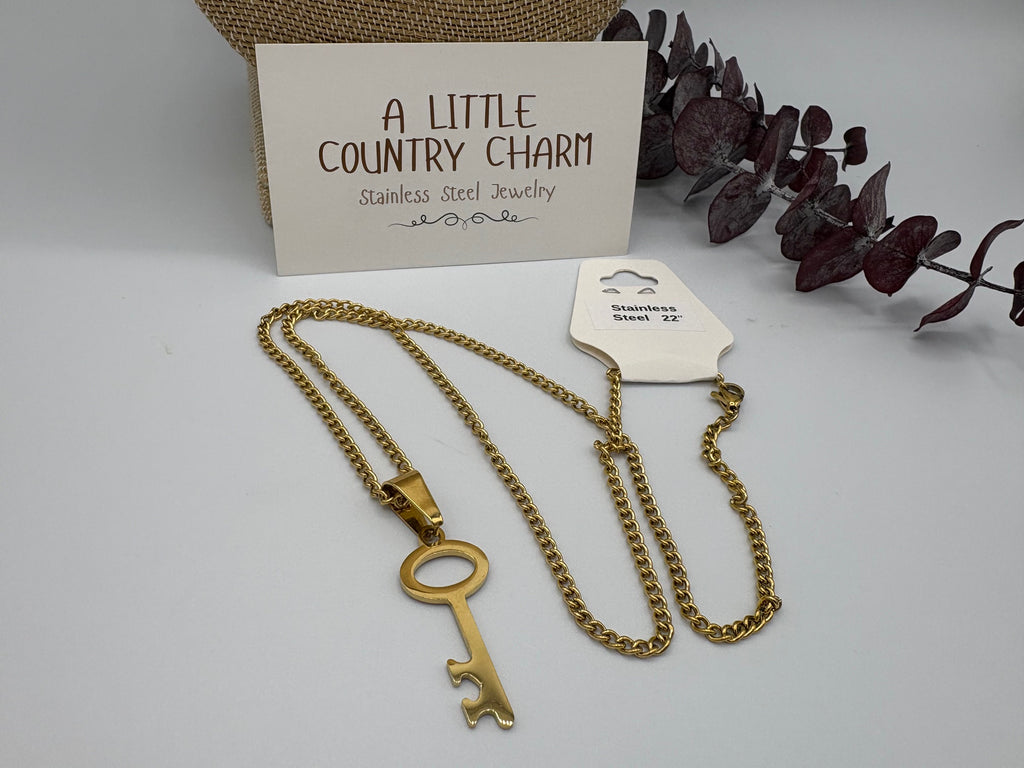 Under Lock and Key 22" Stainless Steel Necklace